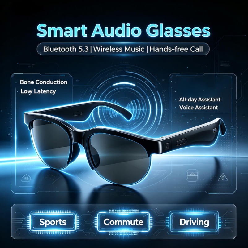 Smart Glasses Lens - AI Translate Smart Audio Glasses, Bluetooth
